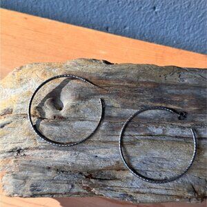 Sterling Silver Textured Hoop Earrings 925 Made In Italy 6.37g Lightweight